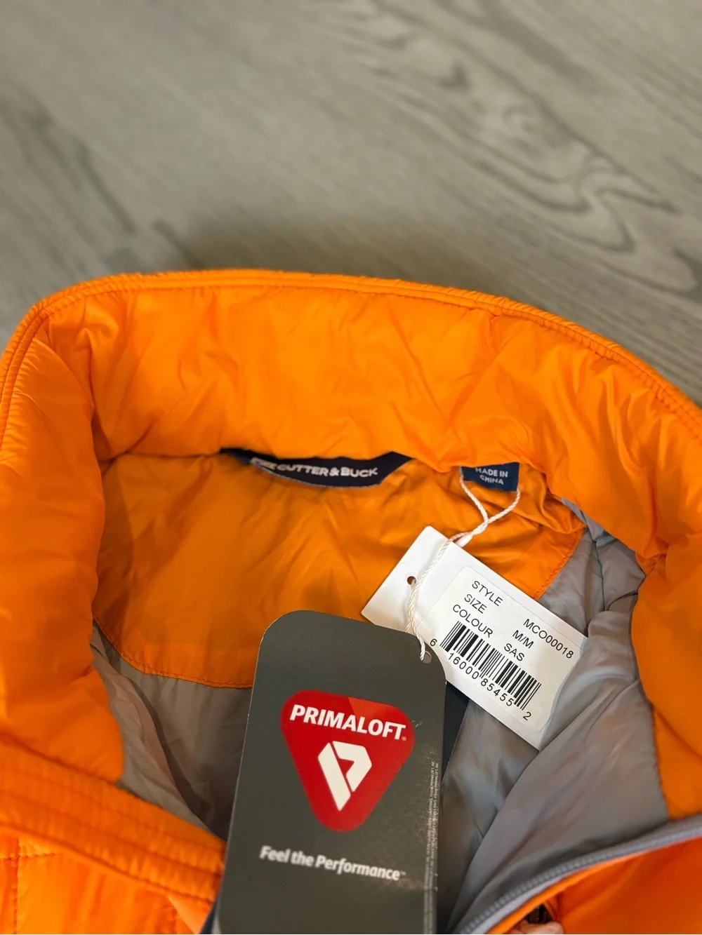 NEW Cutter & Buck Men's Orange Quilted Puffer Jacket